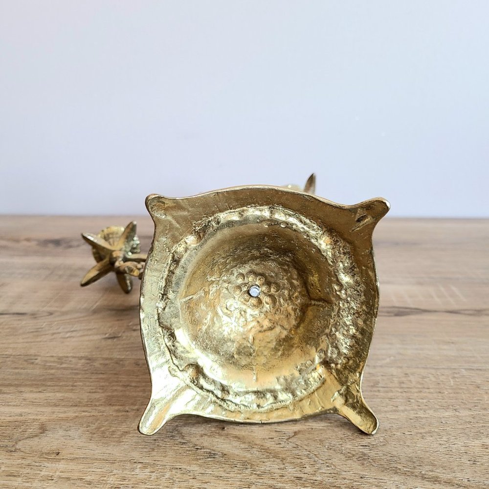 Vintage Solid Brass Candleholder with Cherub Figure. - Picture 5 of 7